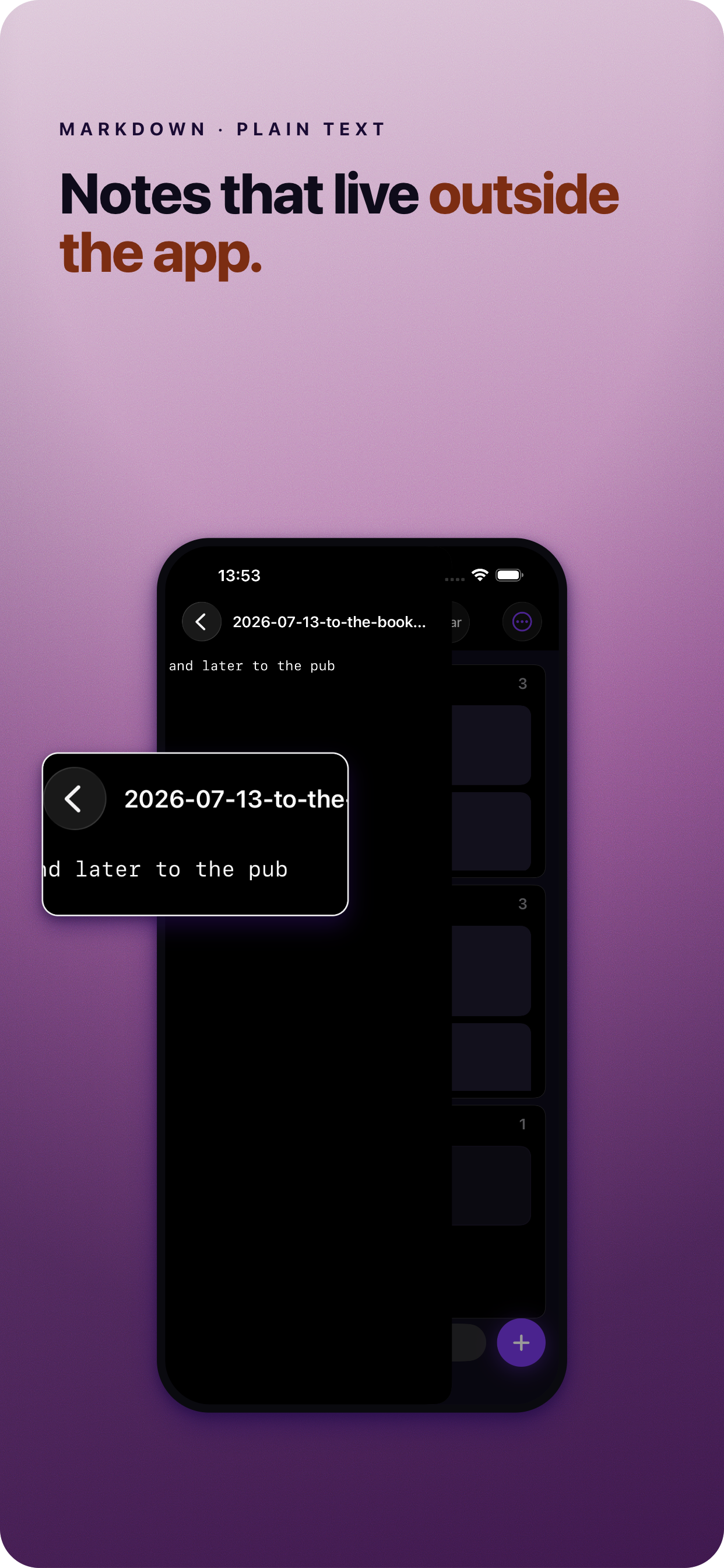 A note open as a plain markdown file named by date